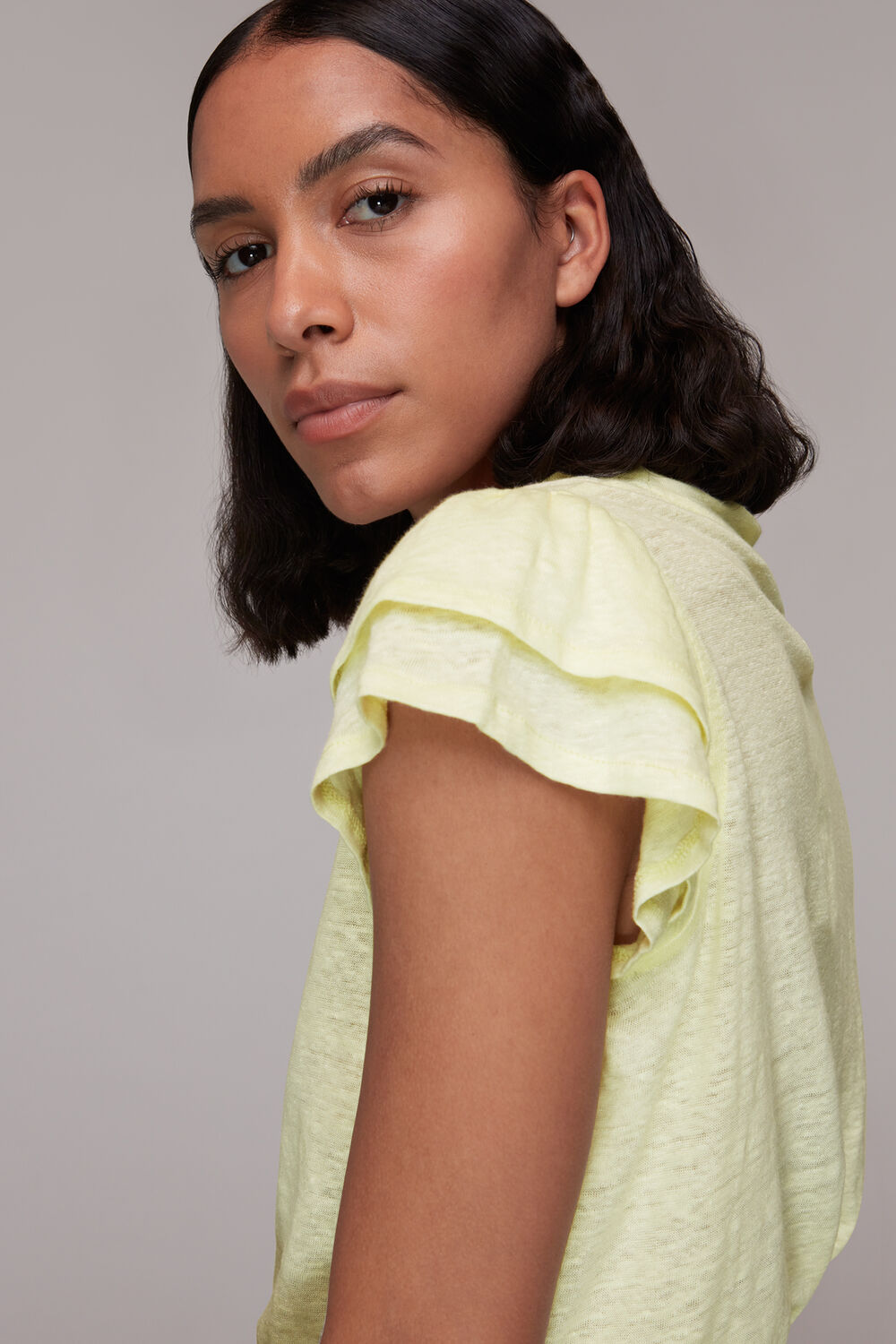 Laura Linen Frill Sleeve Top