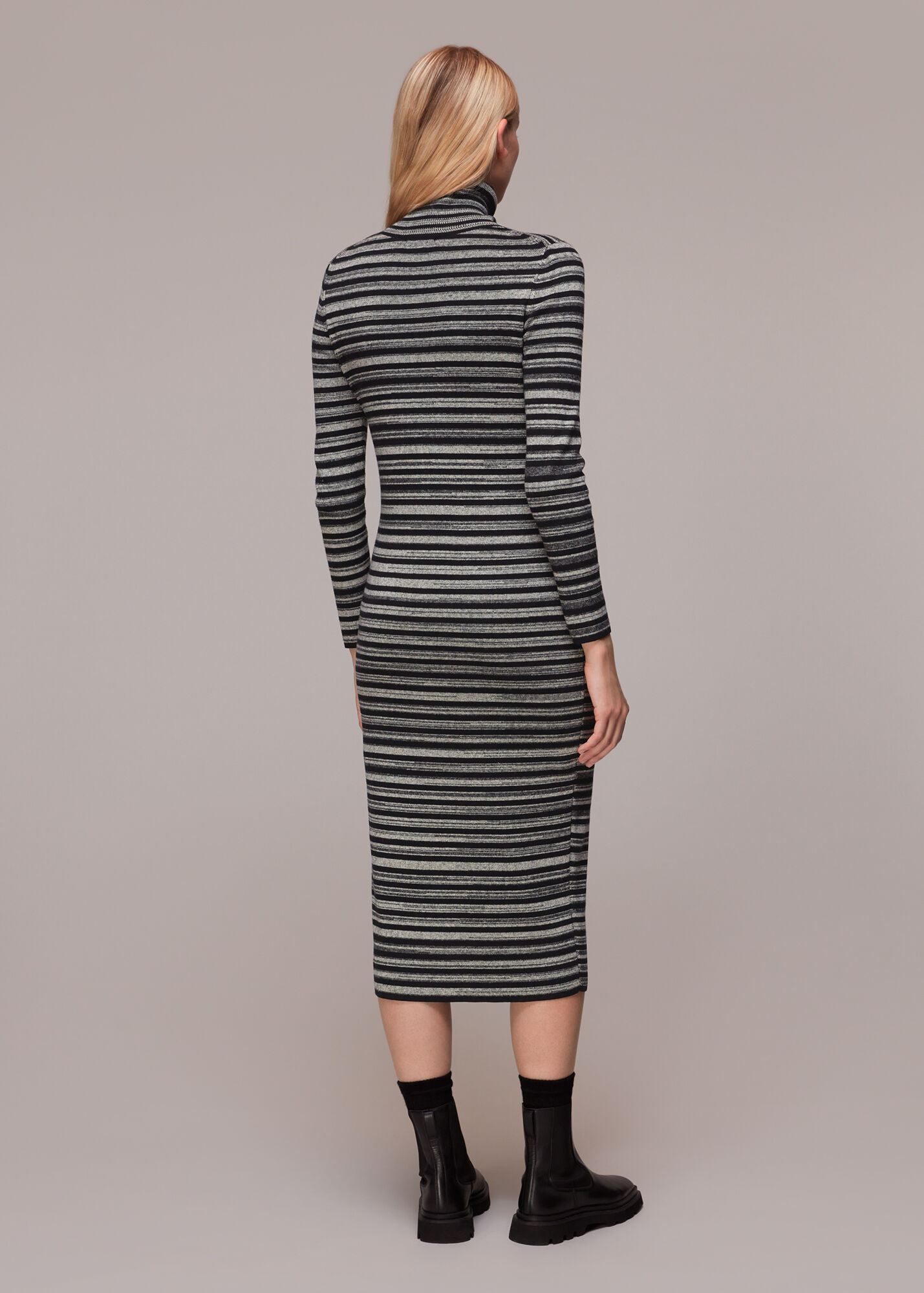 Black/Multi Stripe Midi Knit Dress WHISTLES