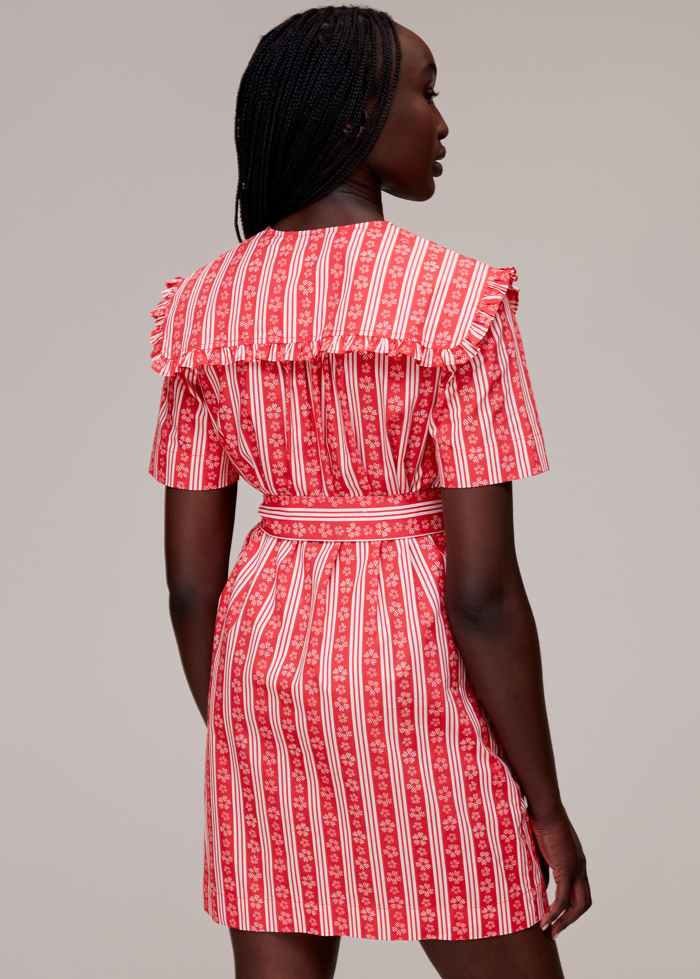 Red/Multi Stripe Collar Mini Dress WHISTLES