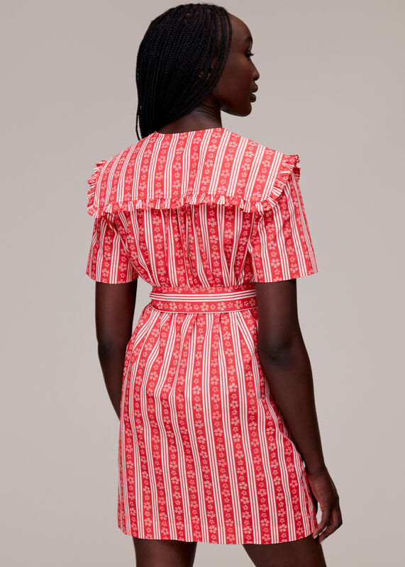 Red Stripe Collar Mini Dress