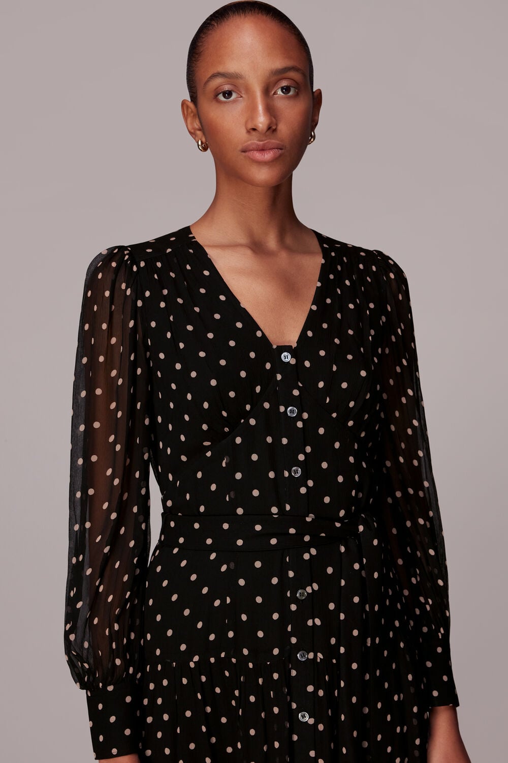 Spot Textured Midi Dress