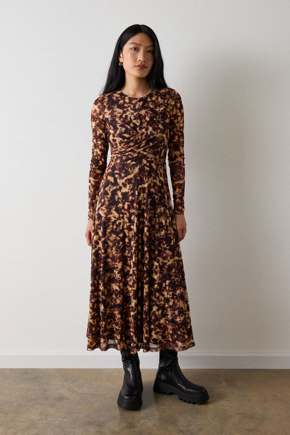 Petite Abstract Animal Mesh Dress