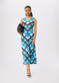 Petite Checked V Neck Textured Dress