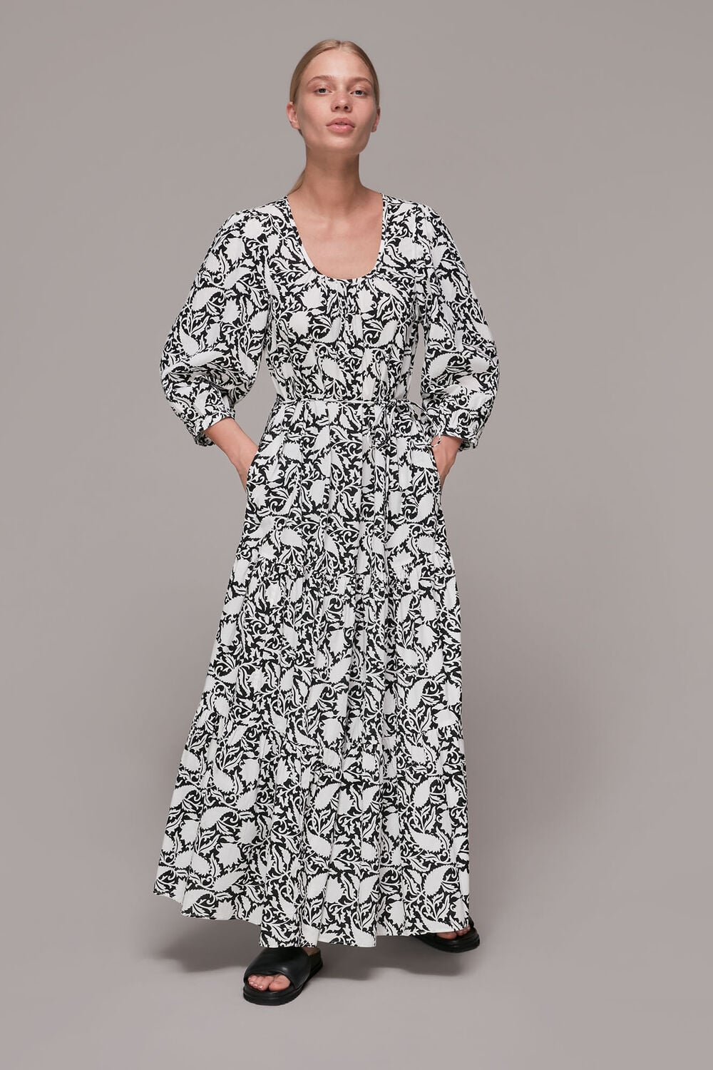 Black Floral Print Trapeze Dress