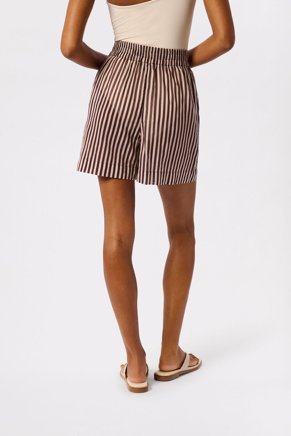 Burgundy Stripe Beach Shorts