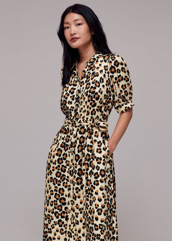 Painted Leopard Shirt Dress