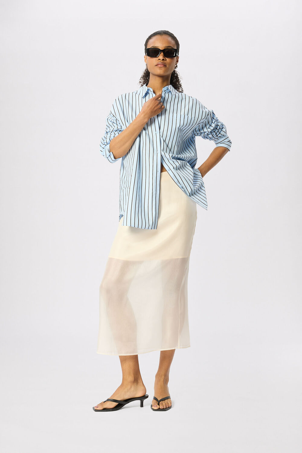 Blue Cotton Poplin Stripe Shirt