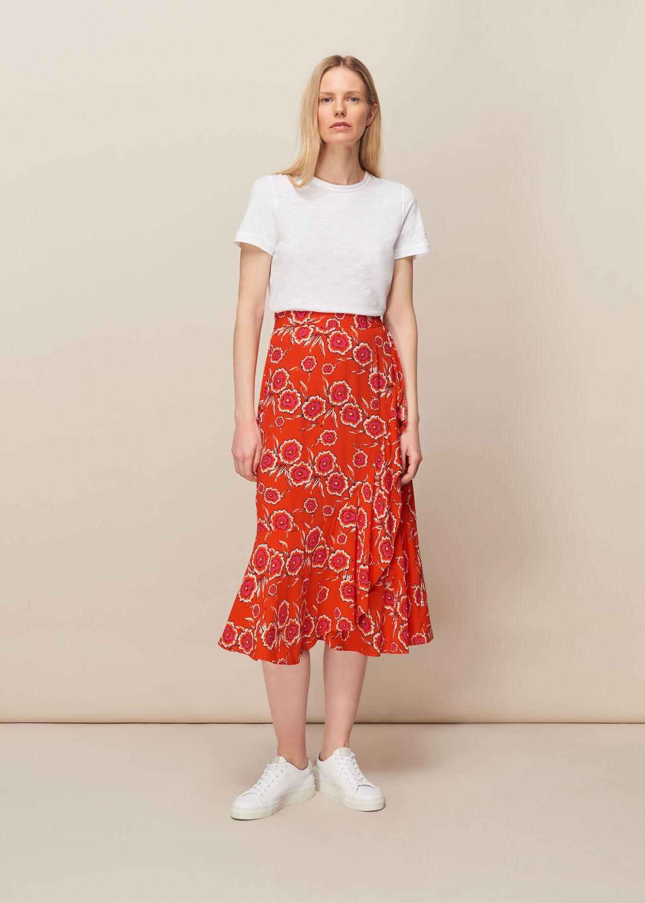 Diagonal Floral Skirt Multicolour
