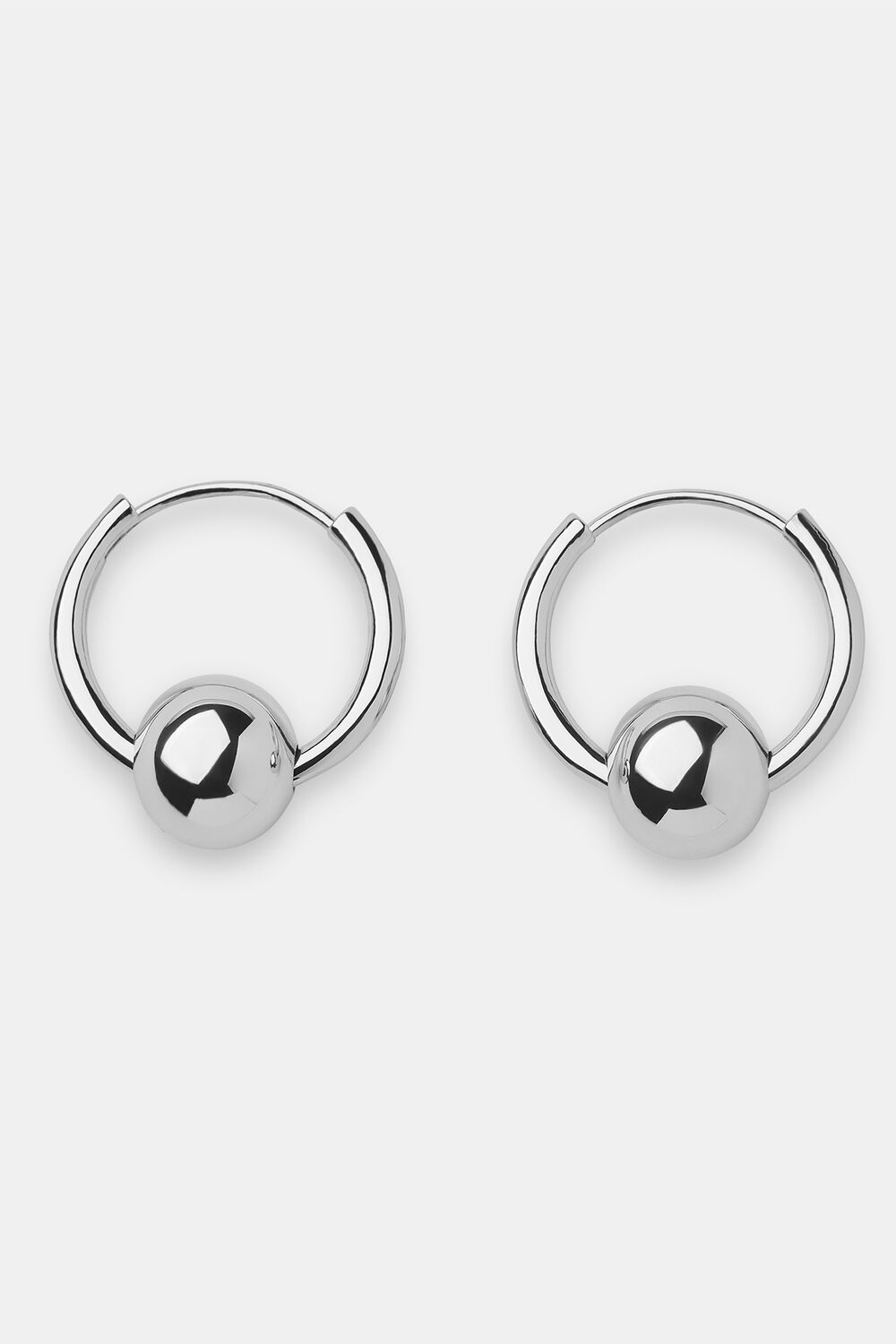 Silver Sphere Hoop Earring