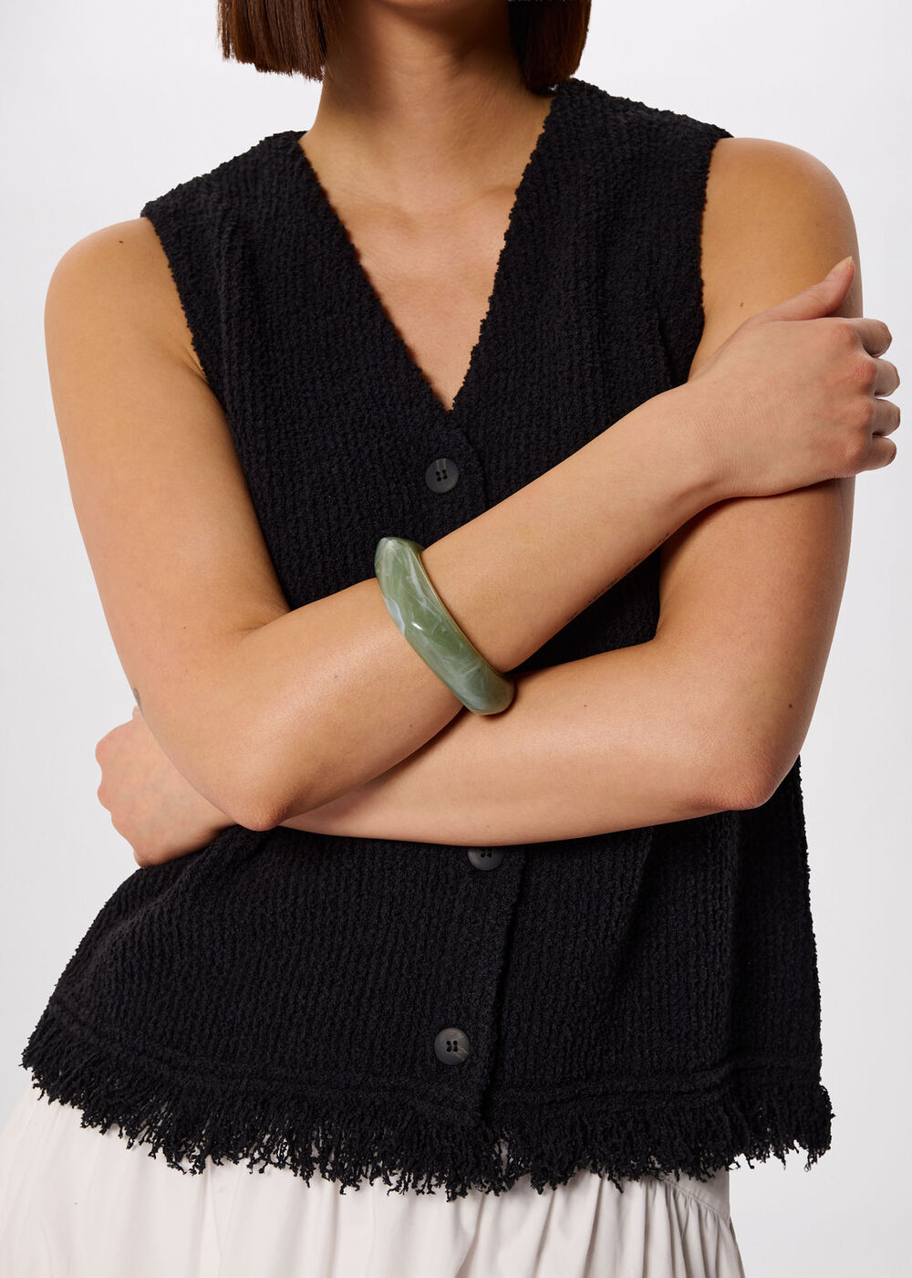 Green Irregular Chunky Bangle