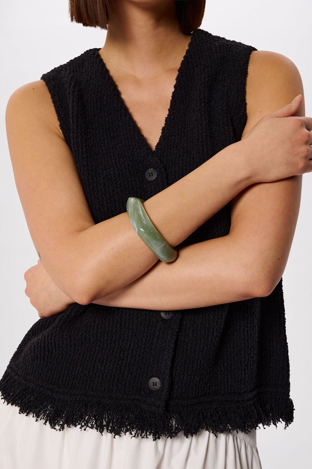 Green Irregular Chunky Bangle