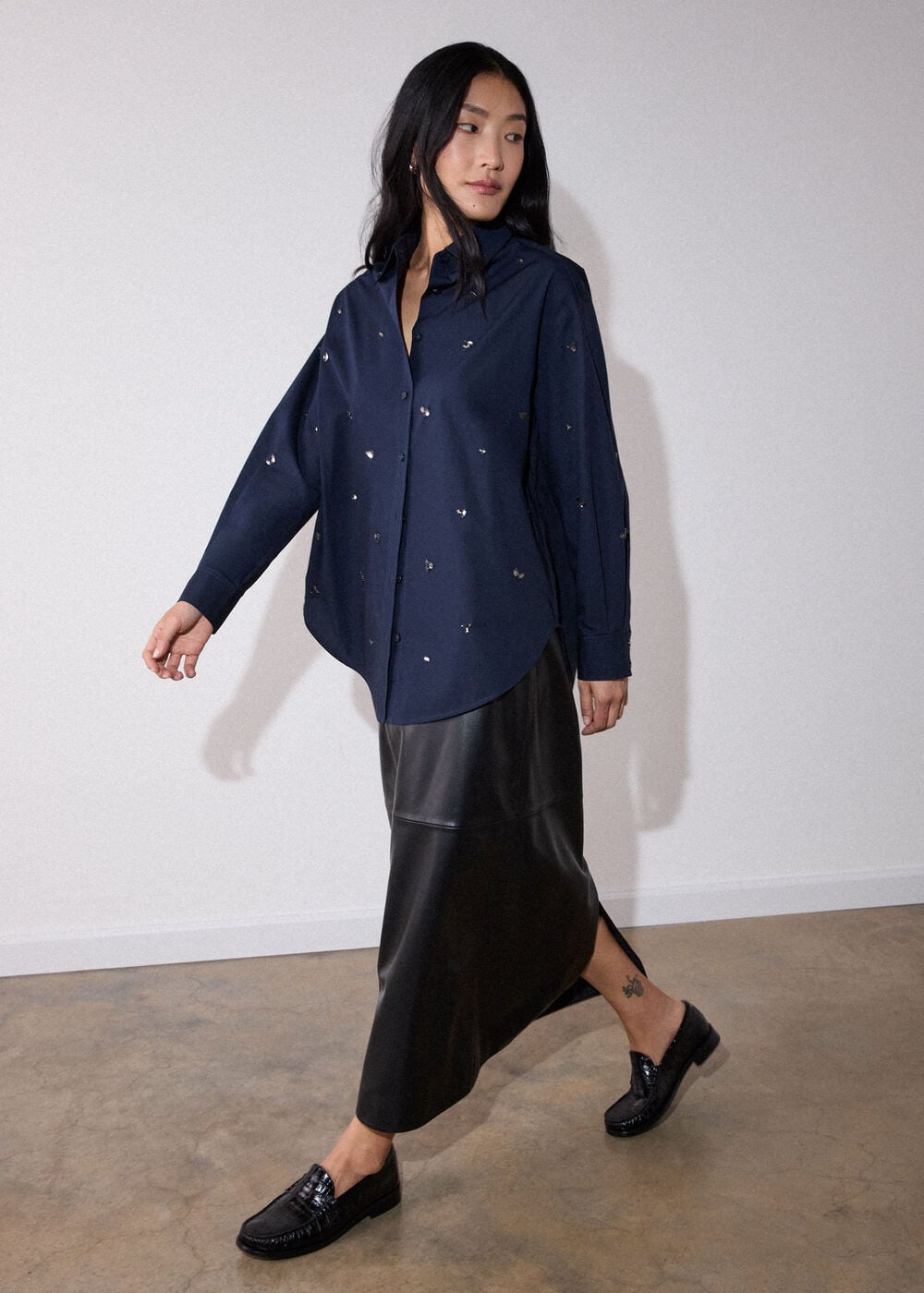 Jewelled Cotton Poplin Shirt