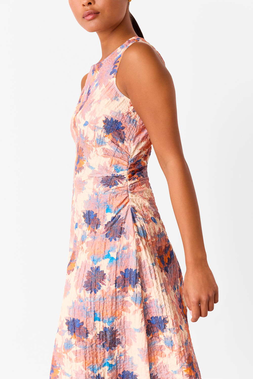 Petite Floral Textured Midi Dress