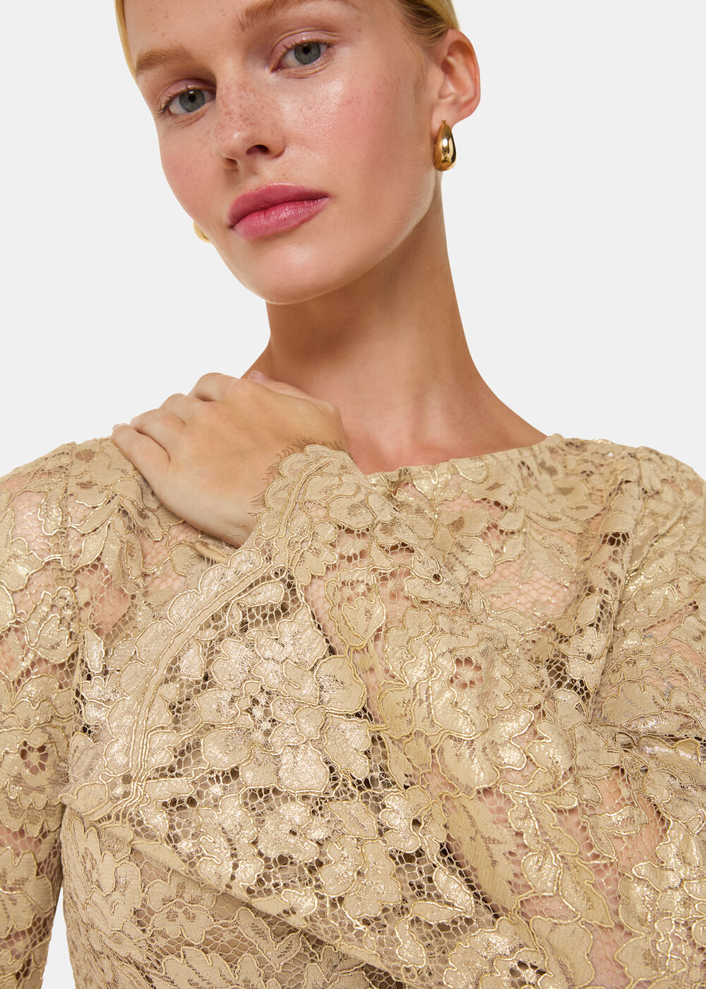 Metallic Lace Mini Dress
