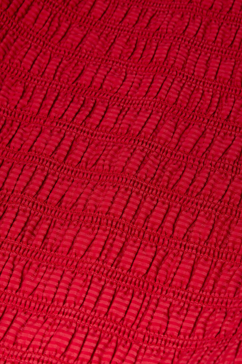 Red Smocked Bodice Midi Dress