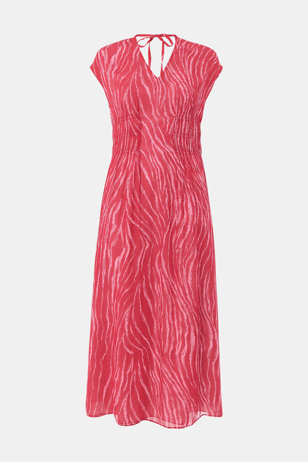 Red Petite Zebra Texture Midi Dress