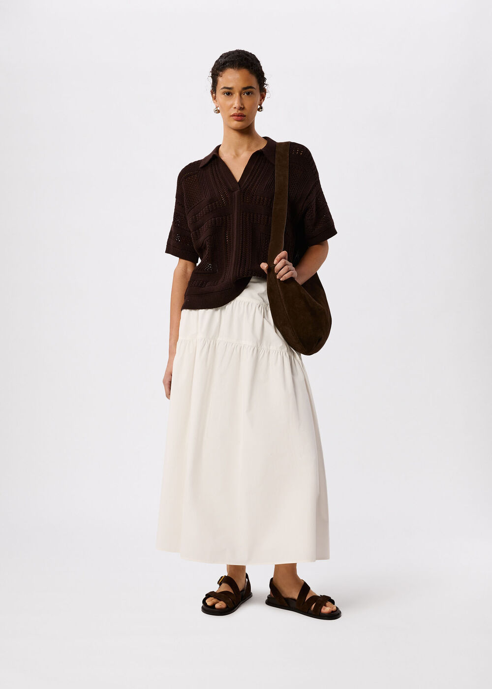 Crochet Detail Cotton Polo