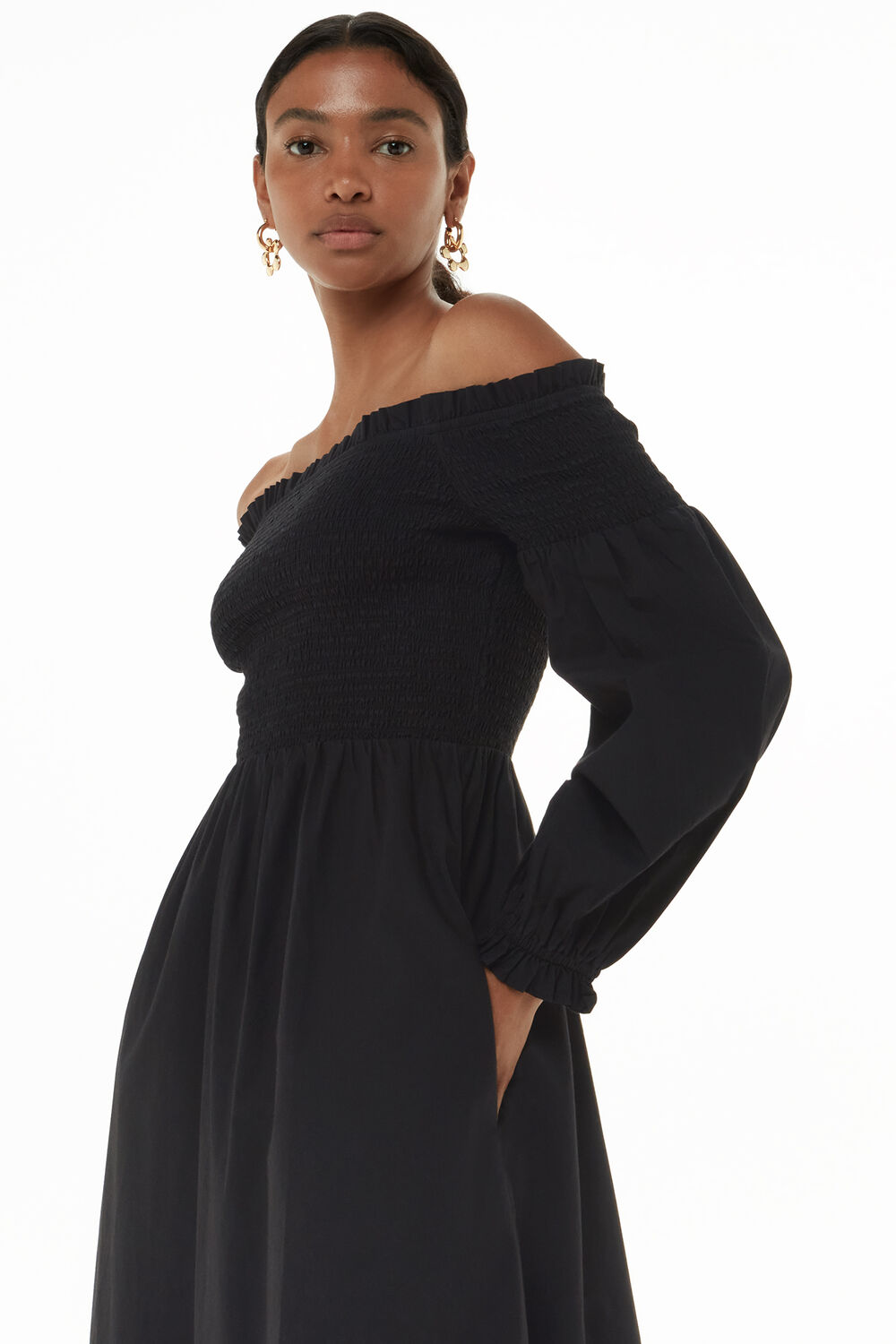 Clara Bardot Poplin Dress