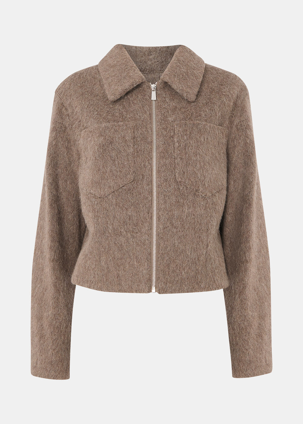 Zip Through Wool Blend Jacket