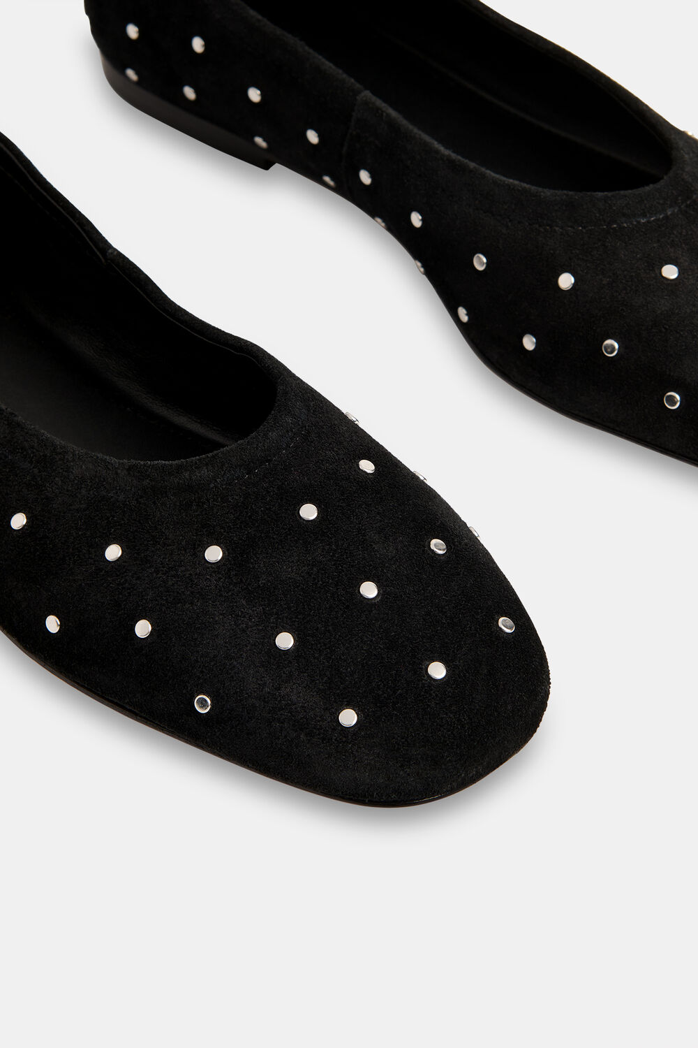 Black Karina Suede Stud Ballet Pump
