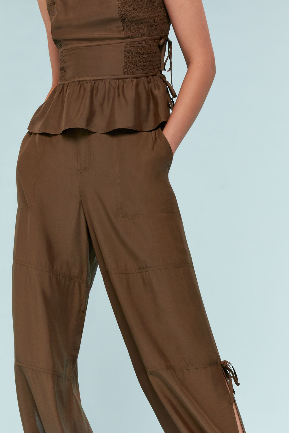 Chocolate Tie Detail Pants&nbsp;