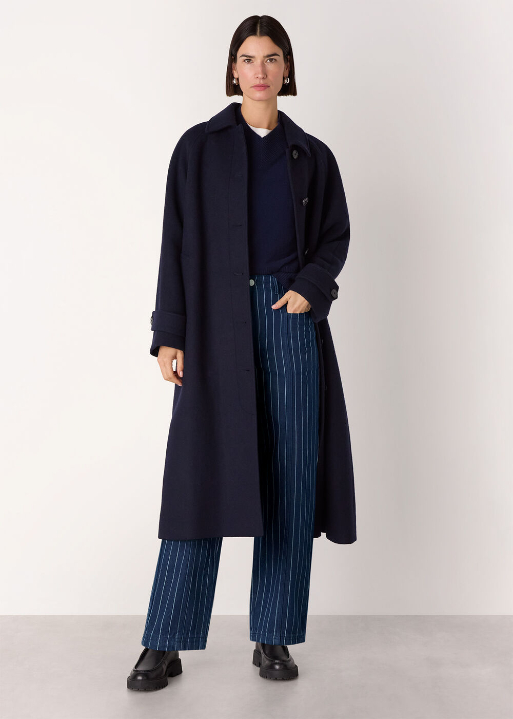 Pinstripe Barrel Leg Jean
