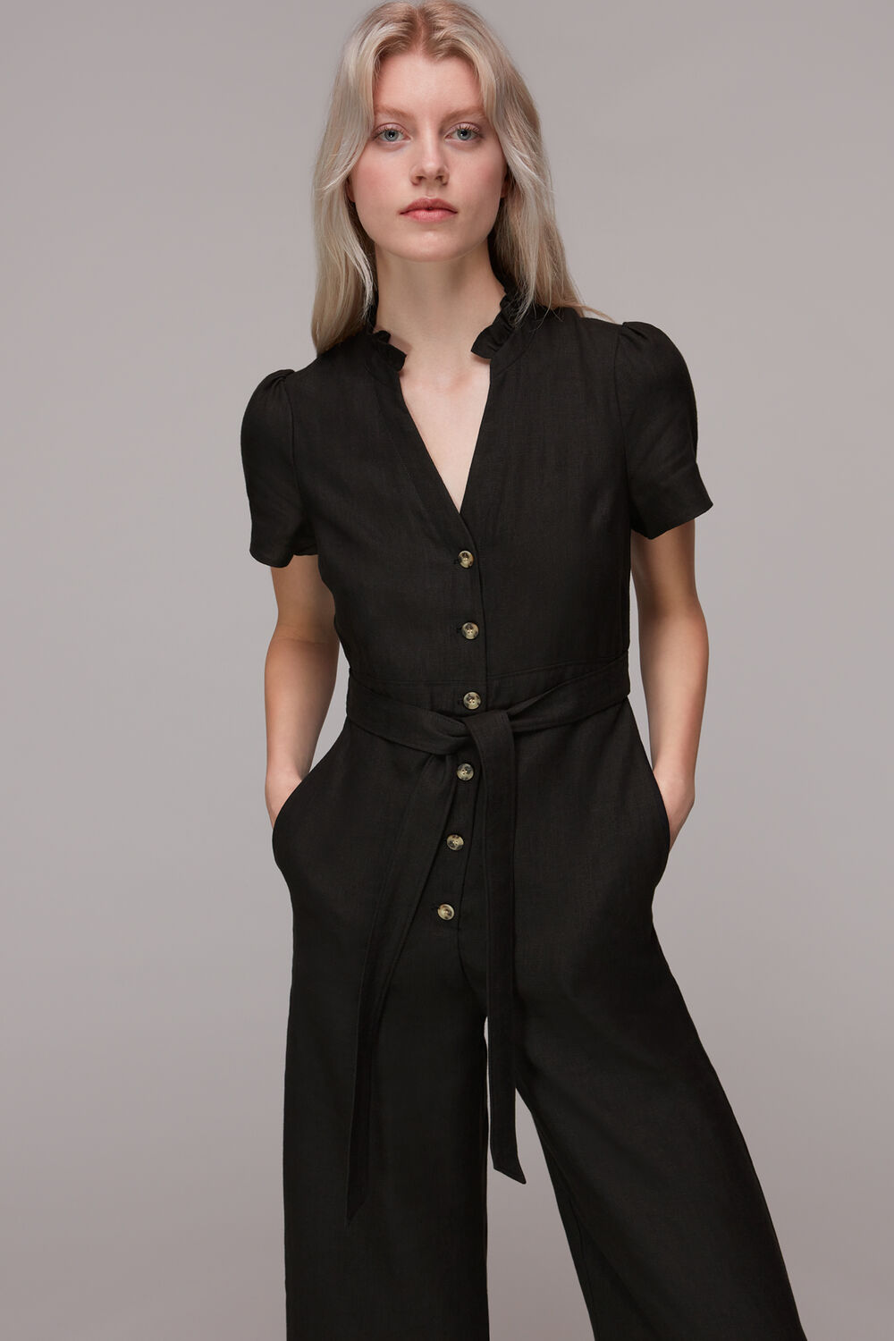 Black Emmie Linen Jumpsuit
