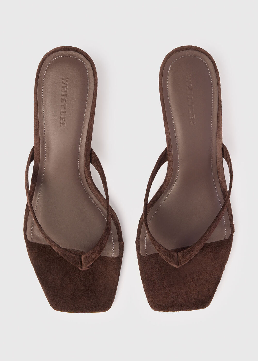 Suede Toe Post Heeled Mule