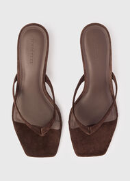 Suede Toe Post Heeled Mule