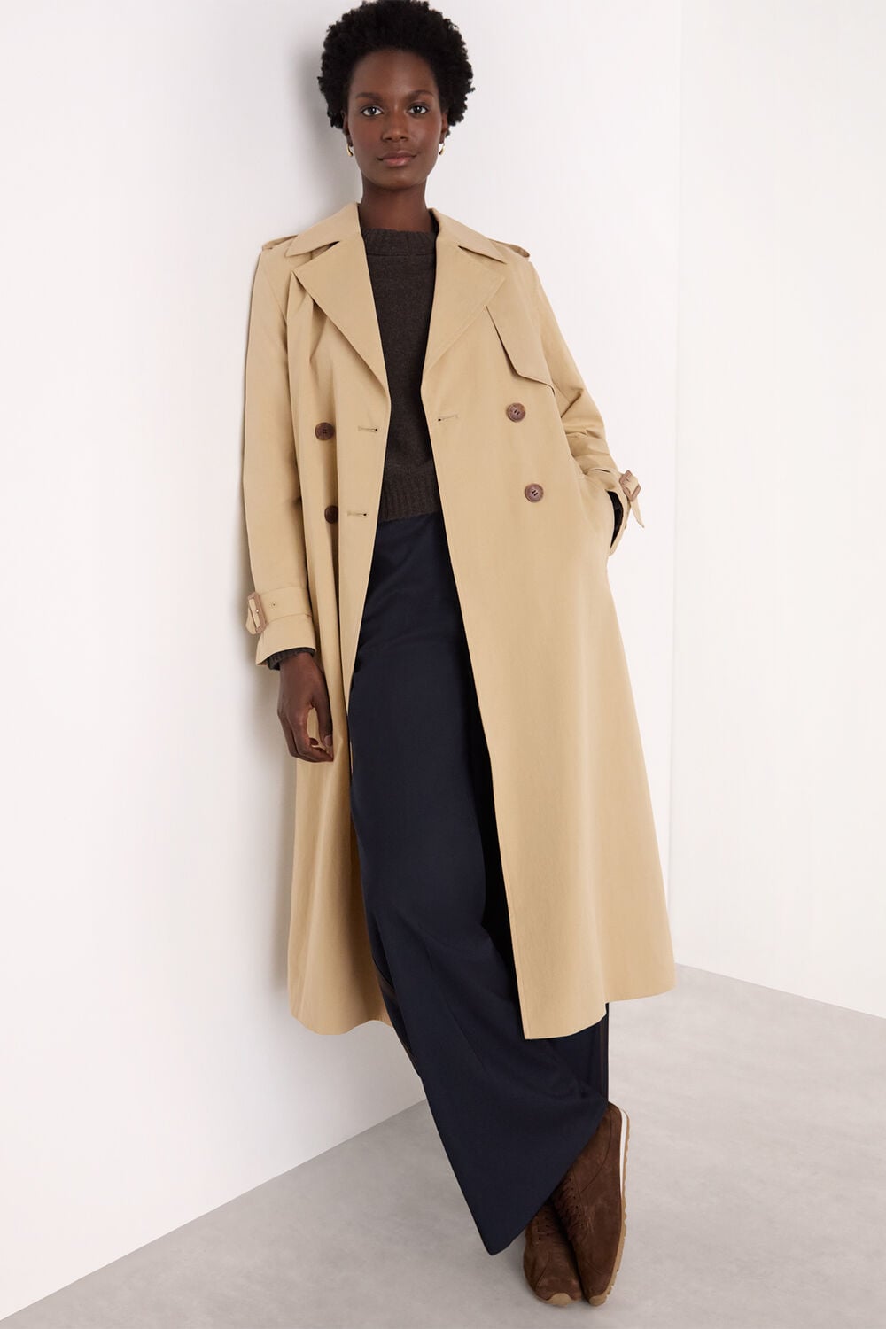 Neutral Belted Trench Coat