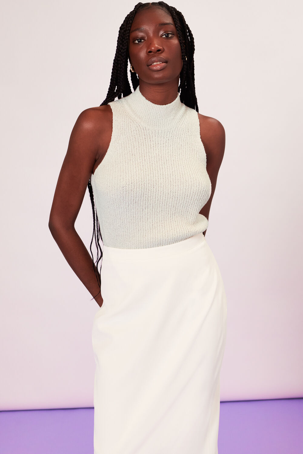 Ivory High Neck Knit