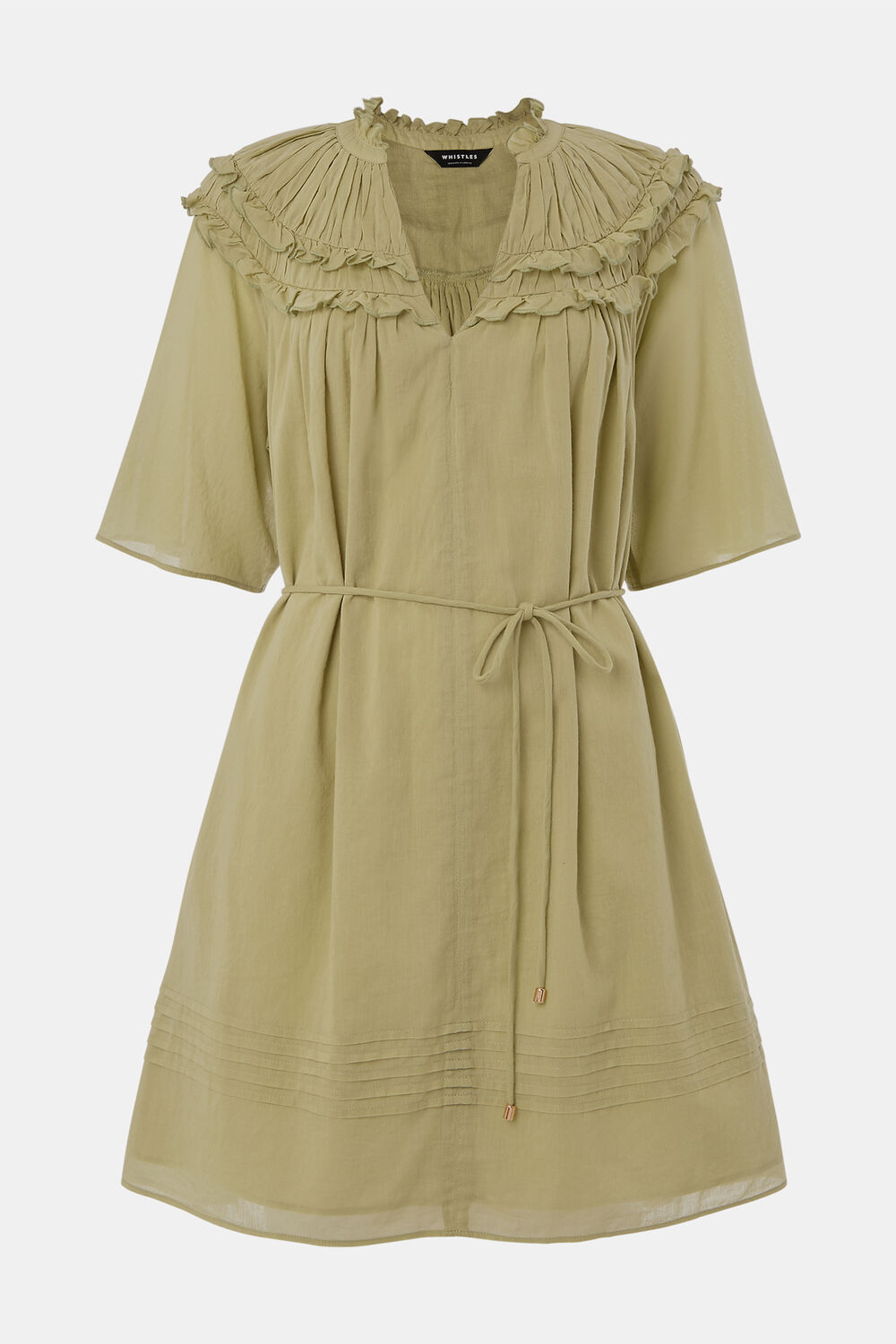 Khaki Petite Cotton Frill Mini Dress