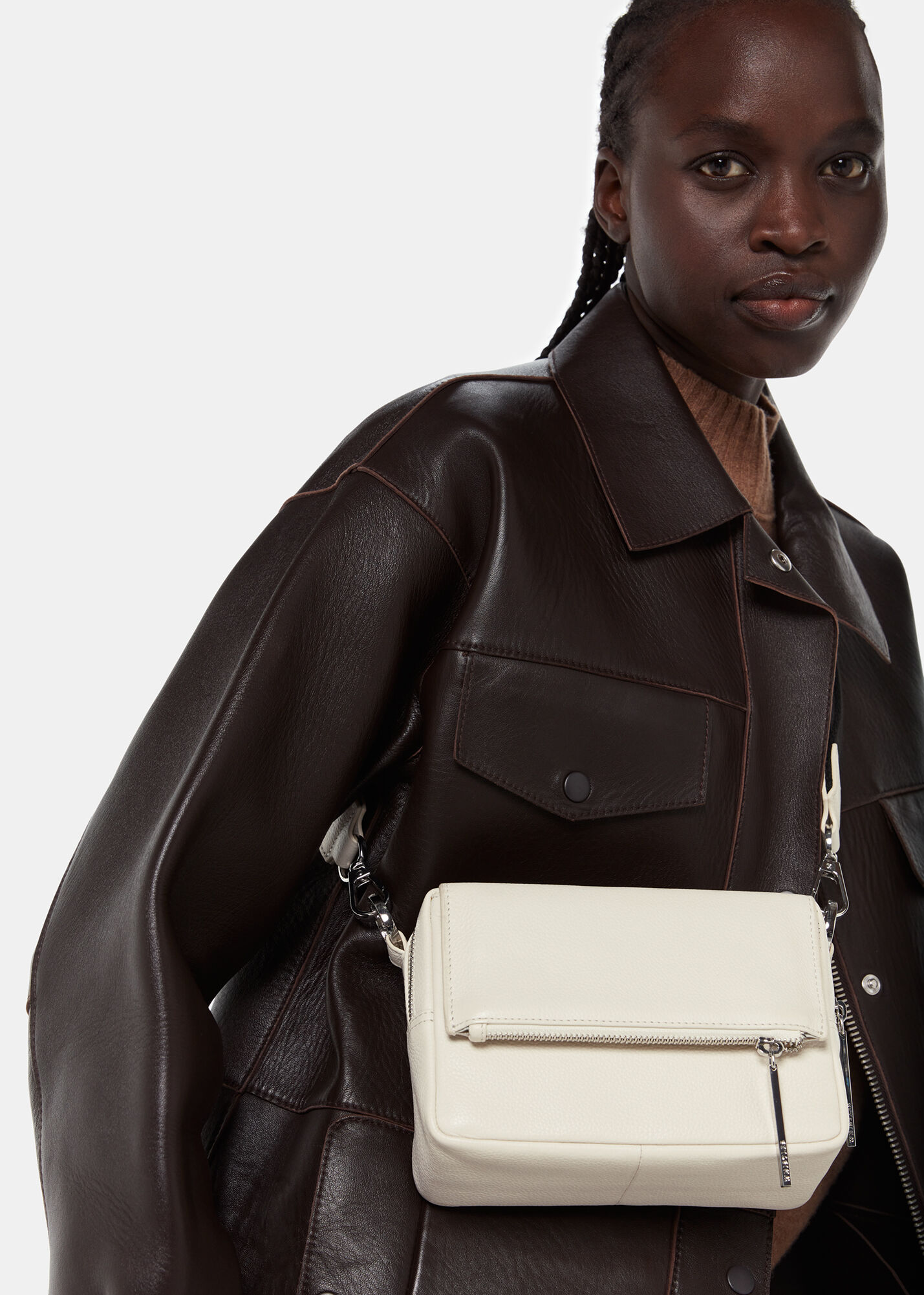 Bibi White Leather Crossbody Bag With Strap | Whistles | Whistles US |