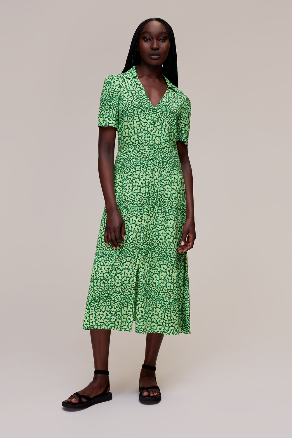 Leopard Petals Midi Dress