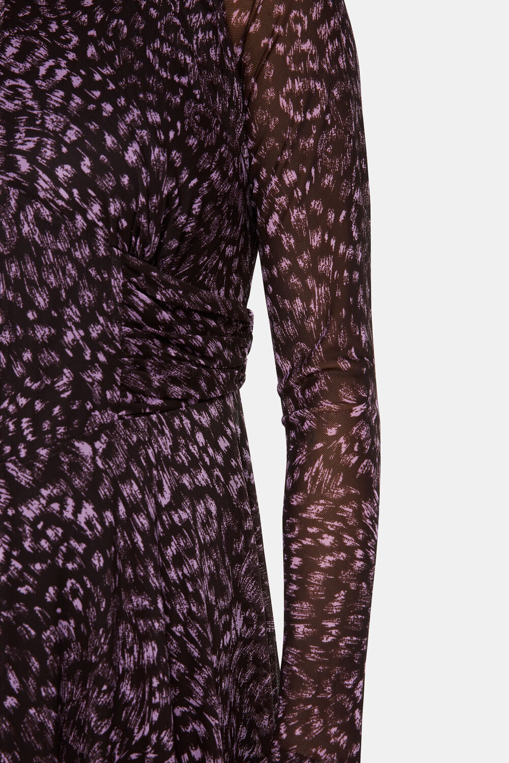 Petite Feather Leopard Mesh Dress