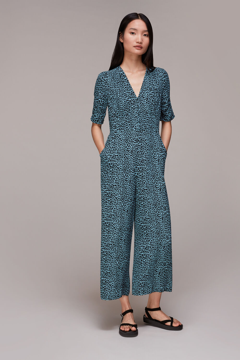 Contrast Leopard Jumpsuit
