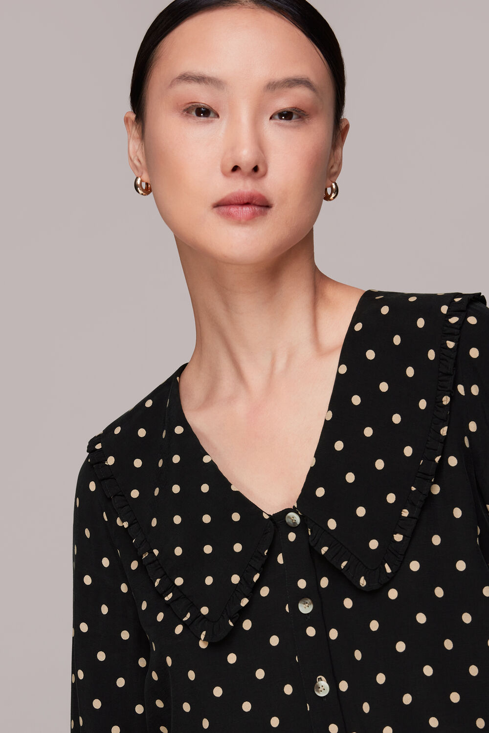 Spot Print Collar Top