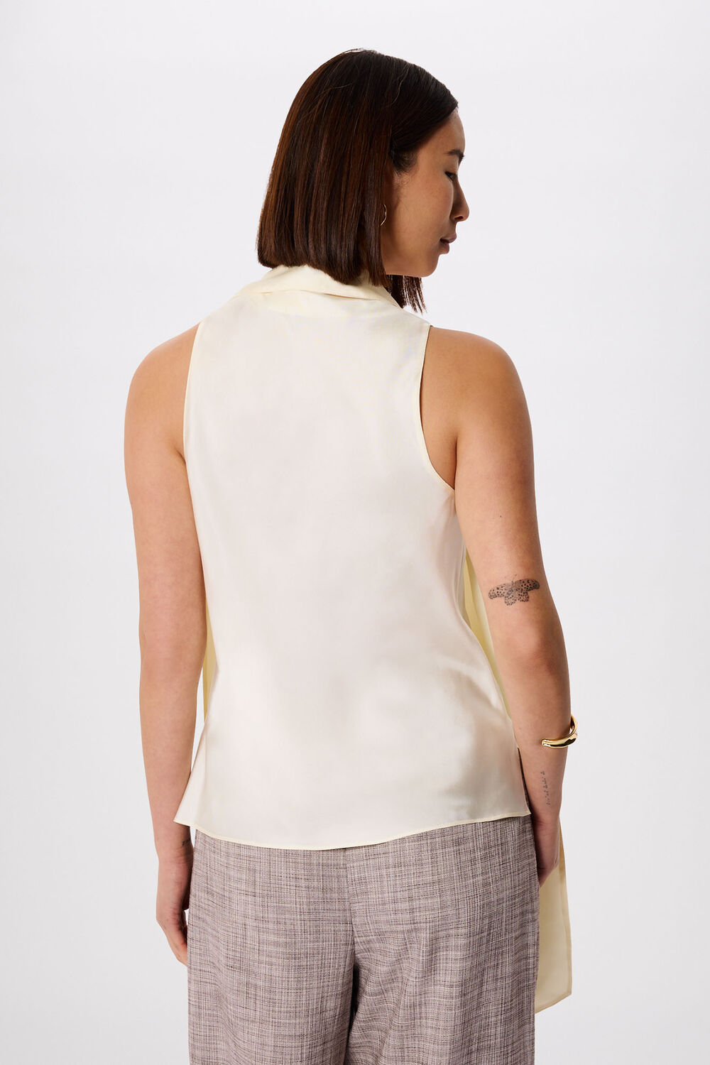 Ivory Silk Scarf Vest Top