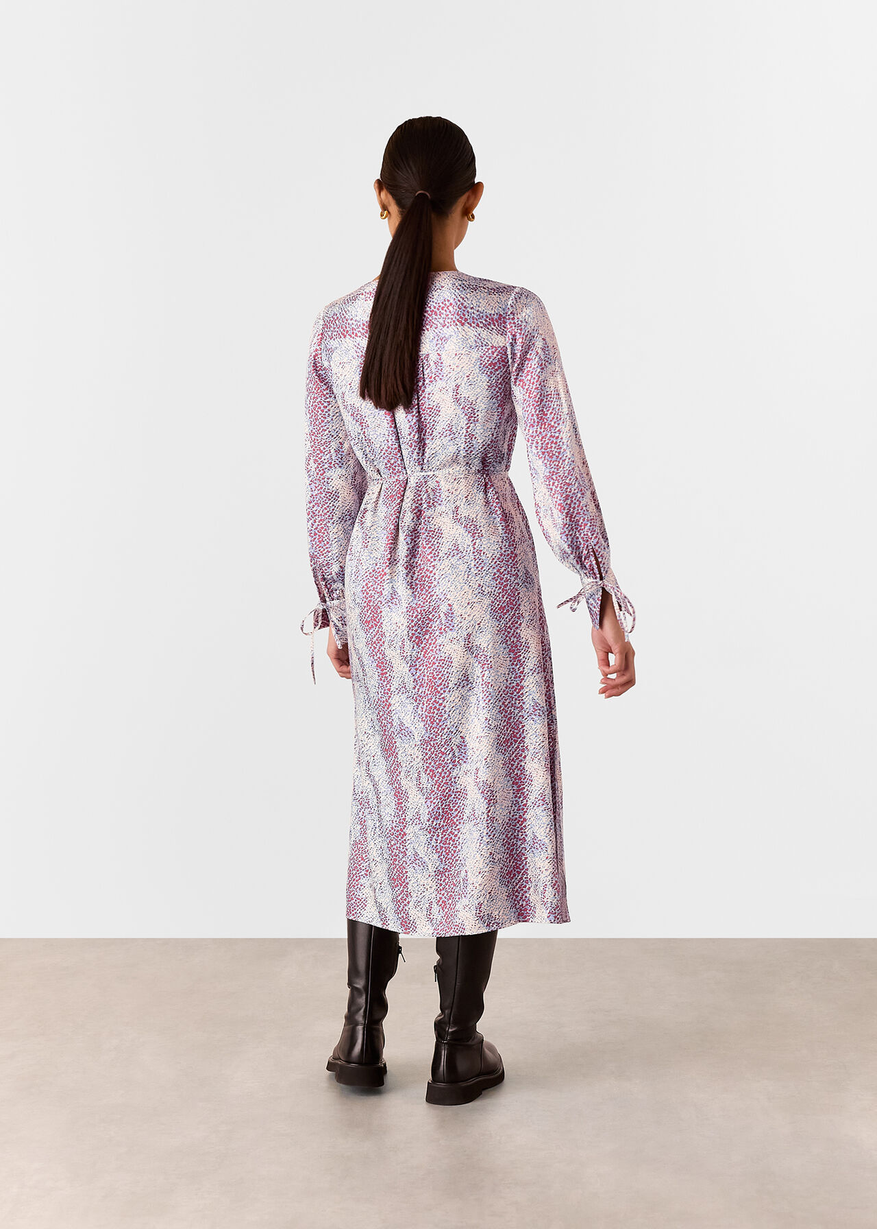 Petite Mottled Snake Print Midi Dress