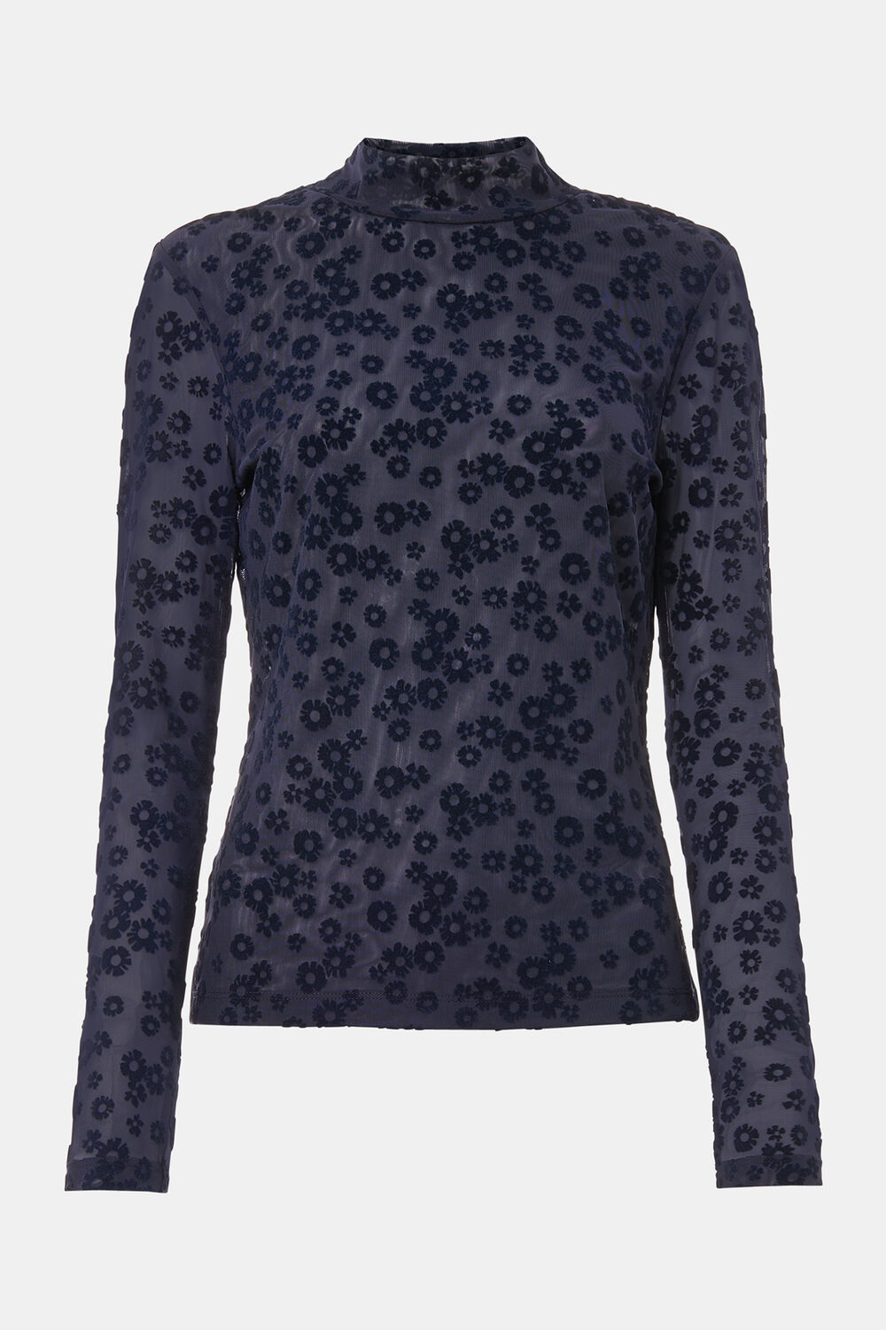Flower Crew Neck Mesh Top