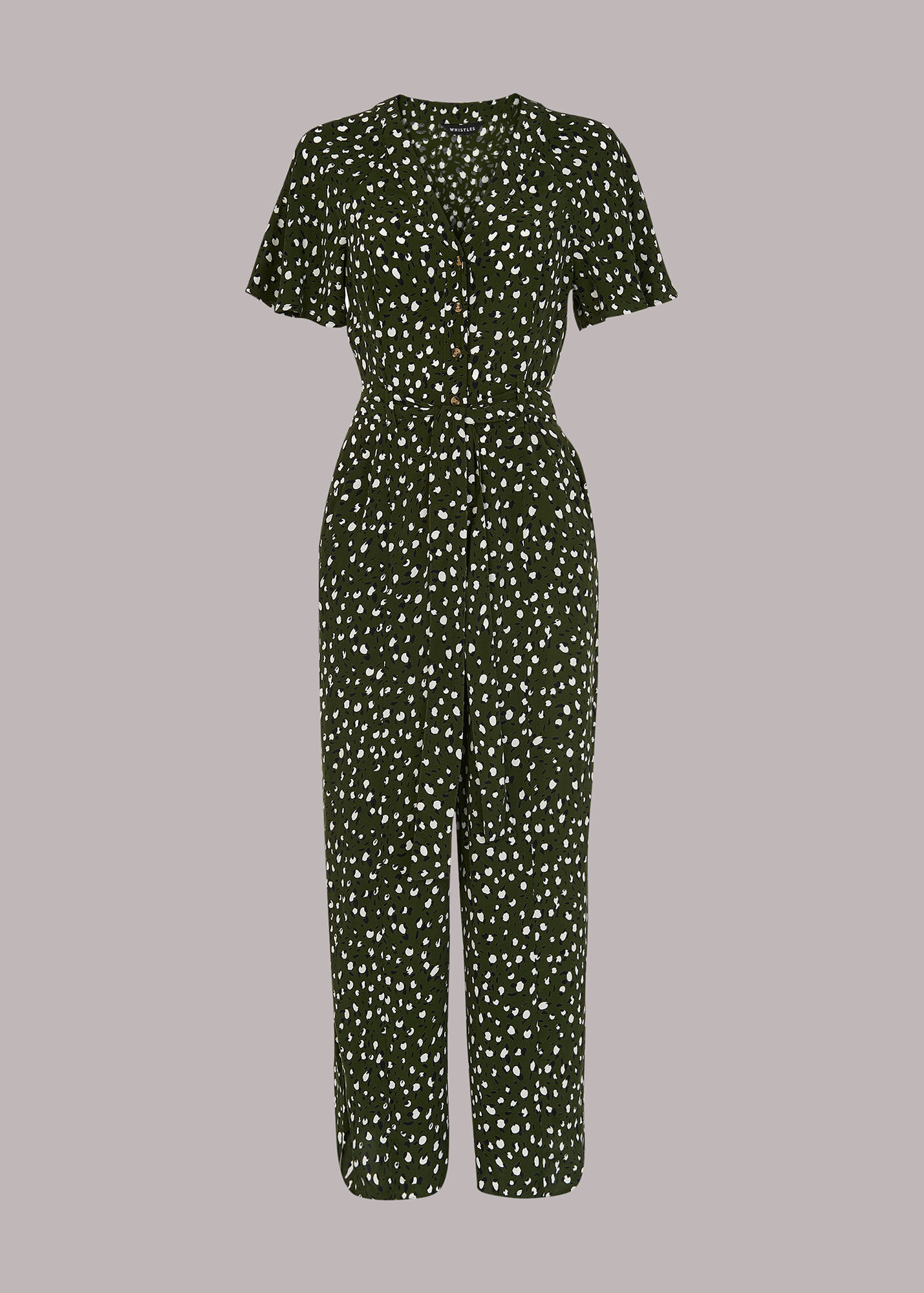 Green/Multi Jemma Wild Leopard Jumpsuit WHISTLES Whistles UK