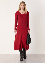 Melange Ribbed Midi Knit Dress