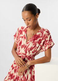 Petite Blurred Floral Tie Jumpsuit