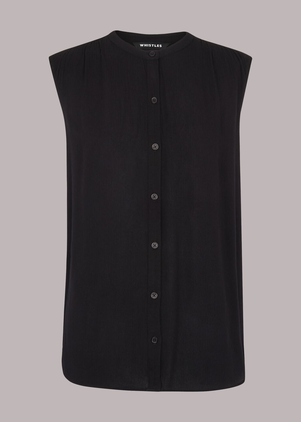 Crinkle Button Front Tank Top