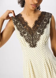 Petite Lace V Neck Spot Midi Dress