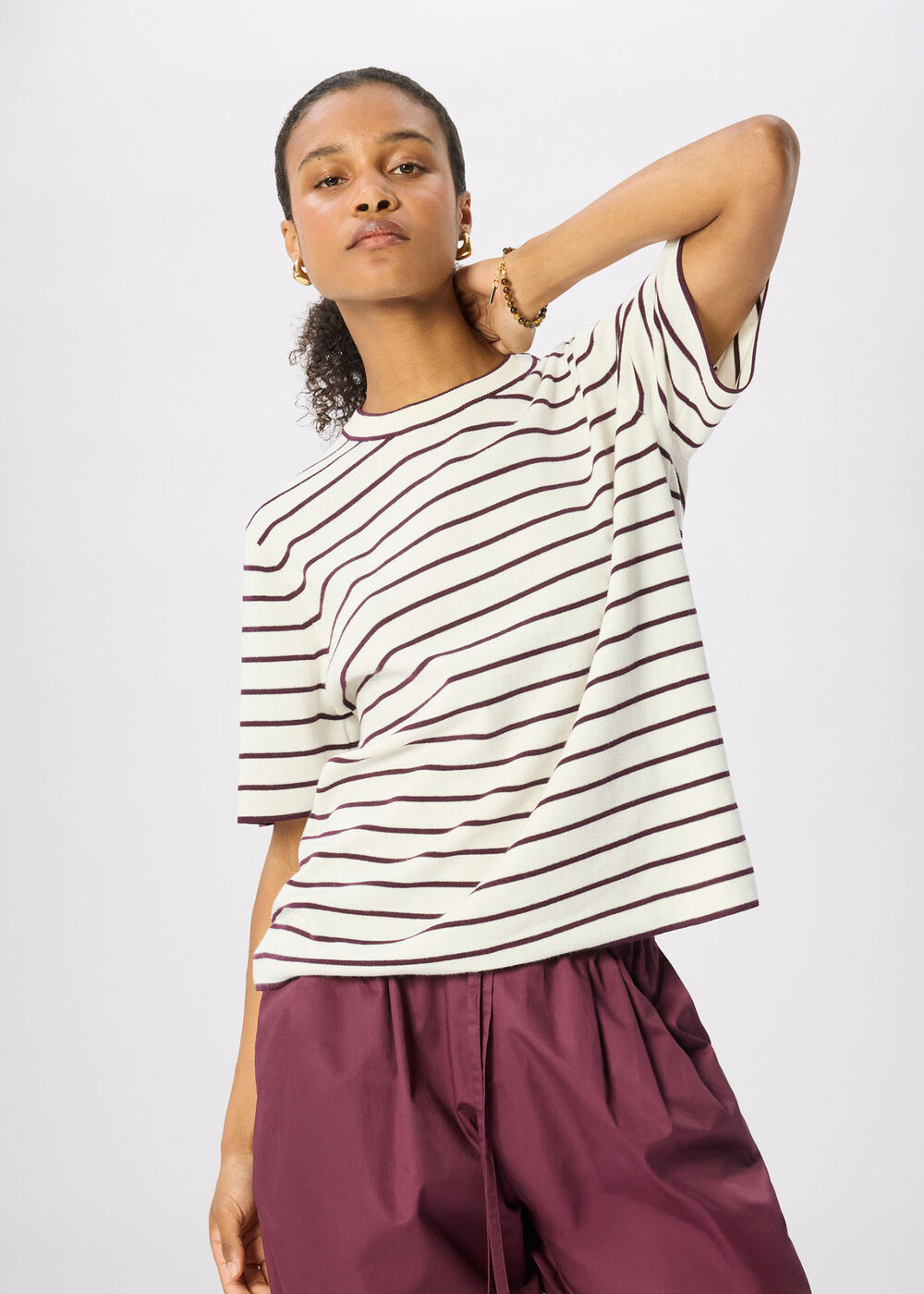 Fine Knit Stripe T-Shirt