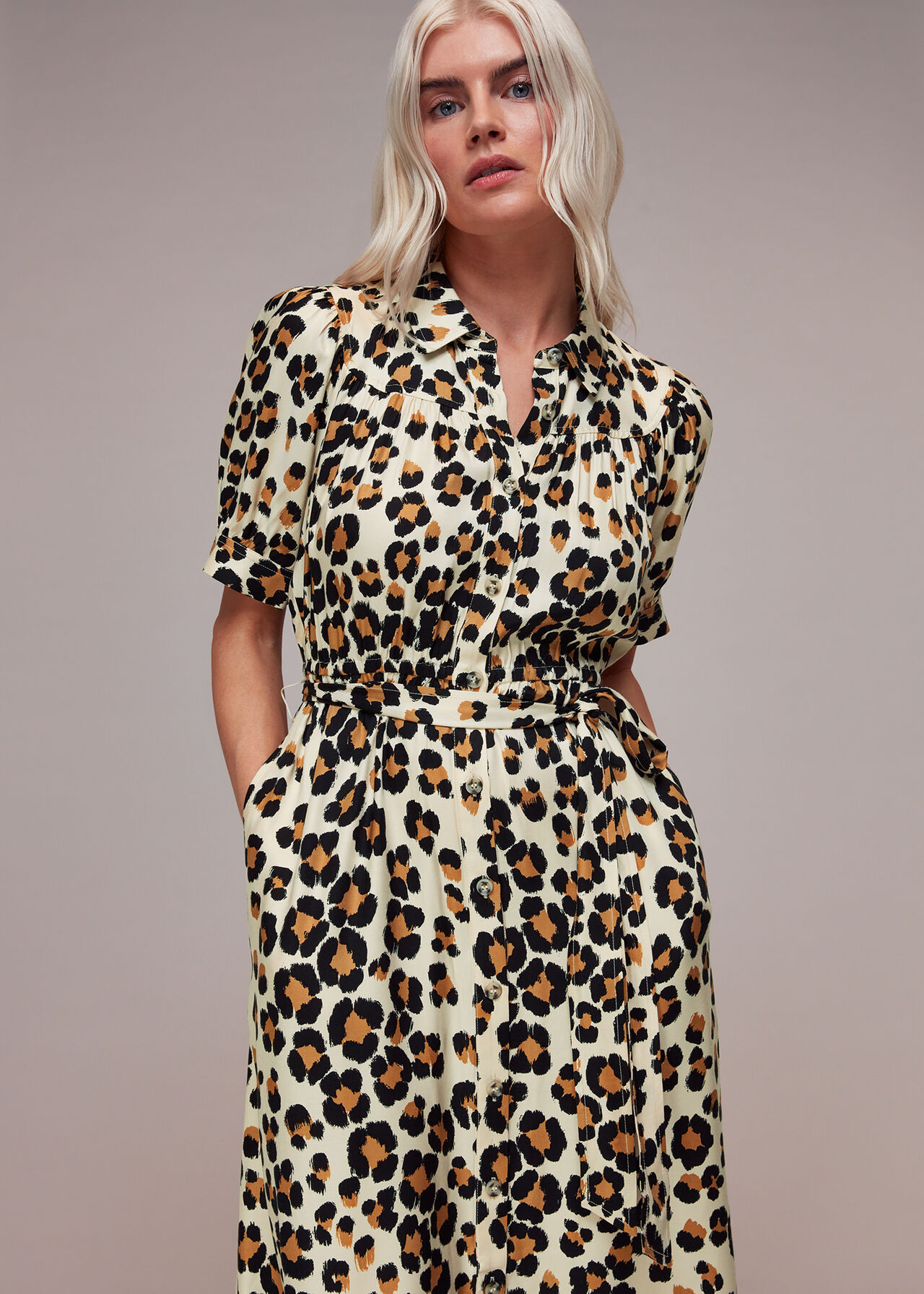 Petite Painted Leopard Midi Dress