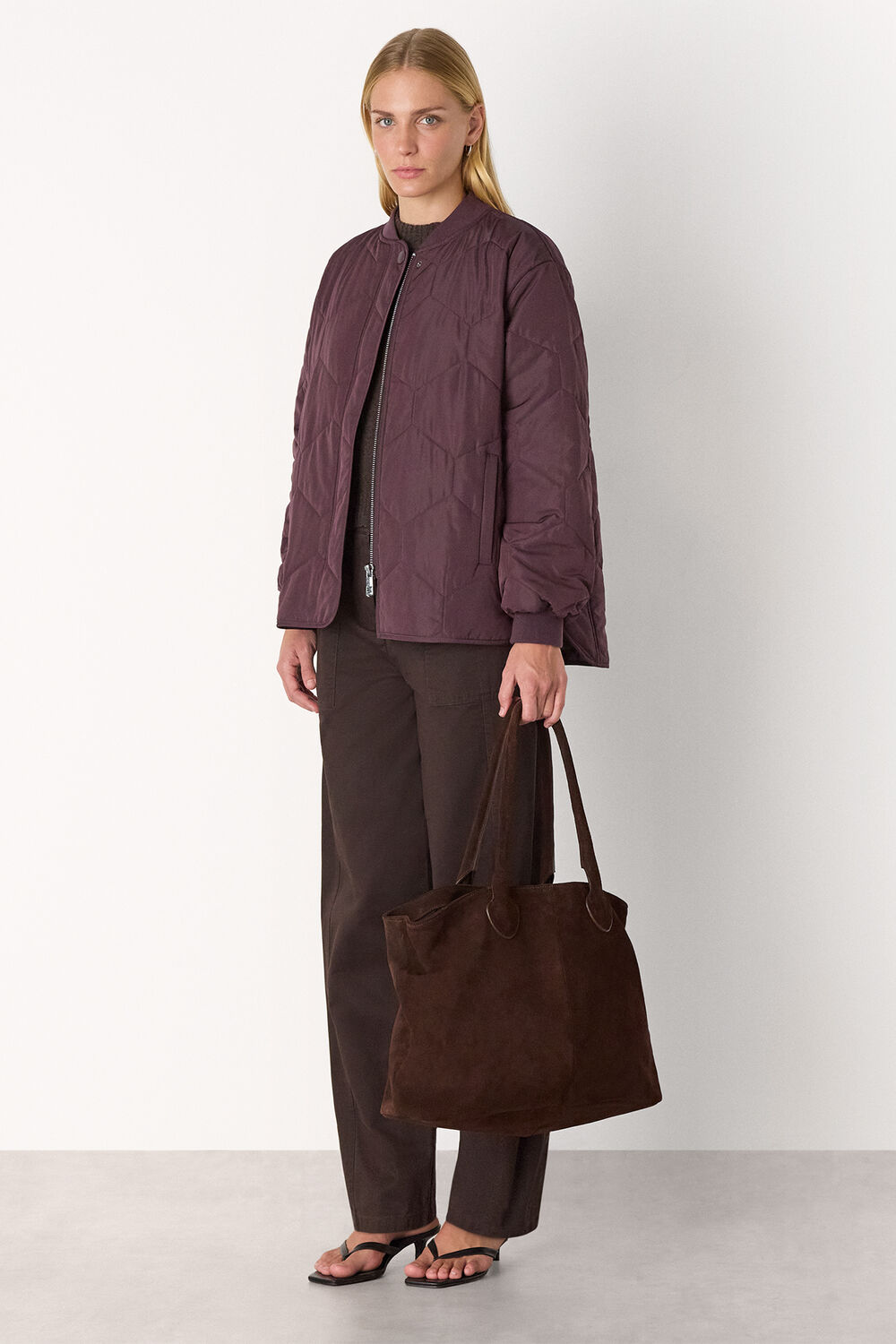 Burgundy Ida Short Quilted Coat