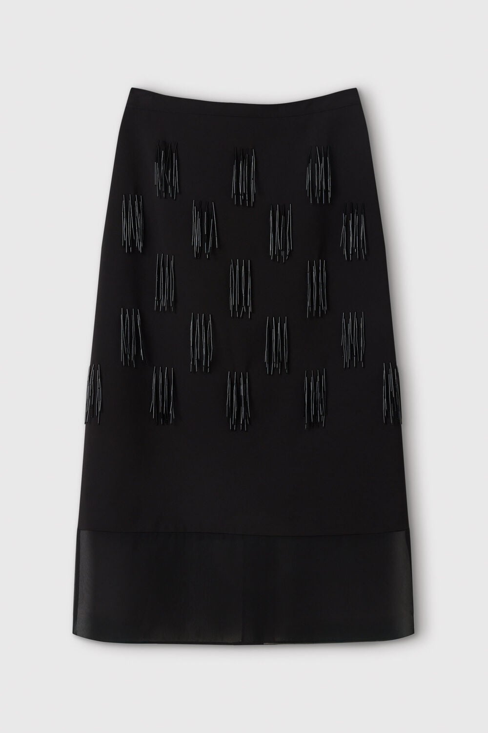 Black Fringe Sequin Organza Skirt