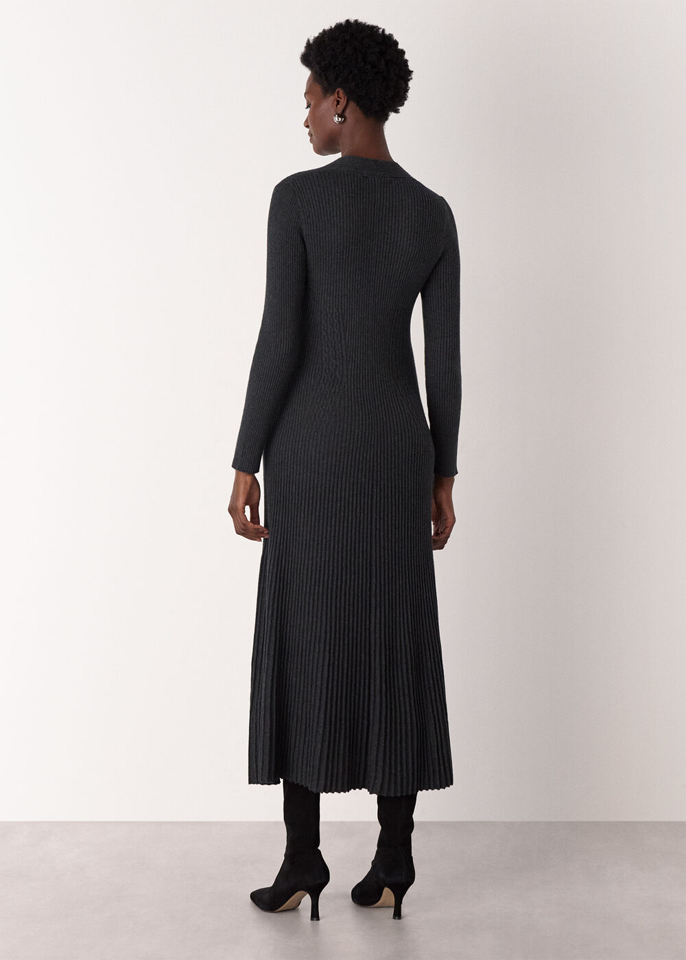 V Neck Cable Ribbed Knit Dress